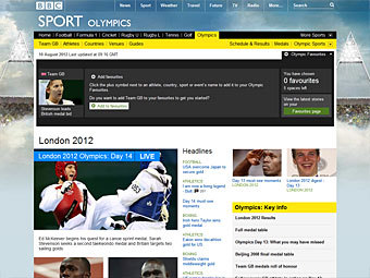 Скриншот с сайта BBC Sport Olympics